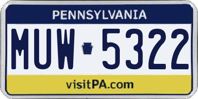 PA license plate MUW5322