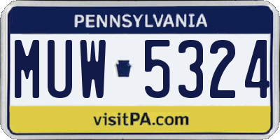 PA license plate MUW5324