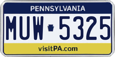 PA license plate MUW5325