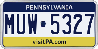 PA license plate MUW5327