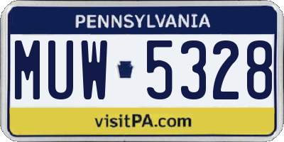 PA license plate MUW5328
