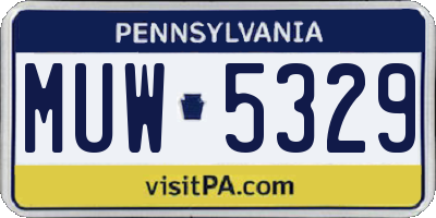 PA license plate MUW5329