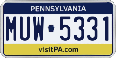 PA license plate MUW5331