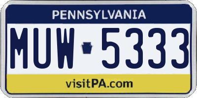 PA license plate MUW5333