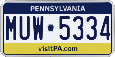 PA license plate MUW5334