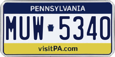 PA license plate MUW5340