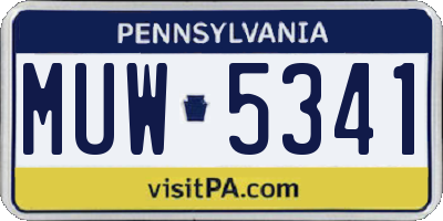 PA license plate MUW5341