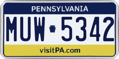 PA license plate MUW5342