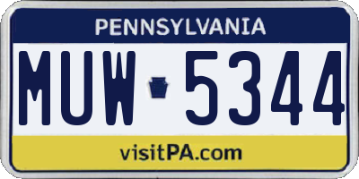 PA license plate MUW5344