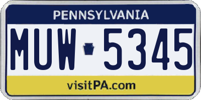 PA license plate MUW5345