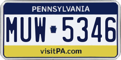 PA license plate MUW5346