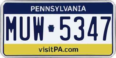 PA license plate MUW5347