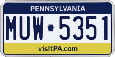 PA license plate MUW5351