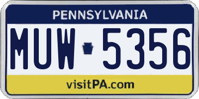 PA license plate MUW5356