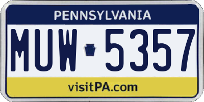 PA license plate MUW5357