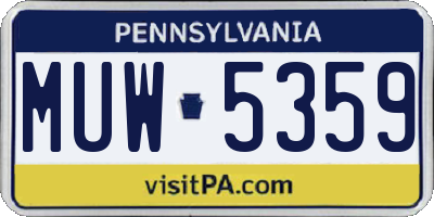 PA license plate MUW5359