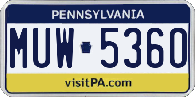 PA license plate MUW5360