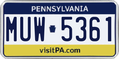PA license plate MUW5361