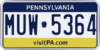 PA license plate MUW5364