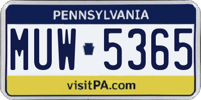PA license plate MUW5365