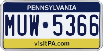 PA license plate MUW5366