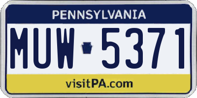 PA license plate MUW5371