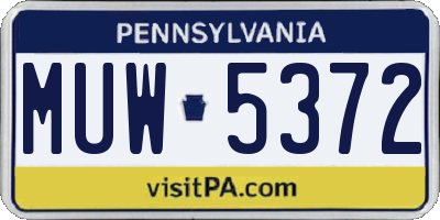 PA license plate MUW5372