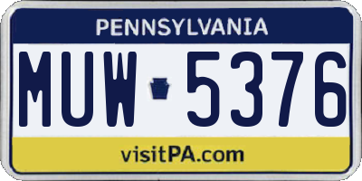 PA license plate MUW5376