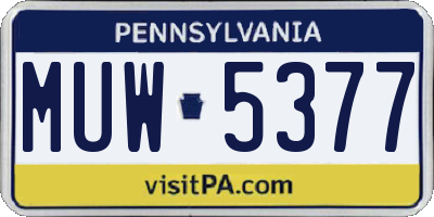 PA license plate MUW5377