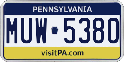 PA license plate MUW5380