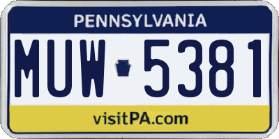 PA license plate MUW5381