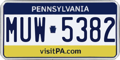 PA license plate MUW5382