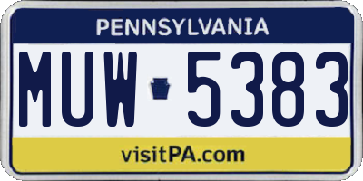 PA license plate MUW5383