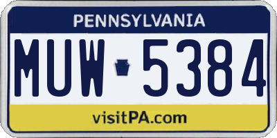 PA license plate MUW5384
