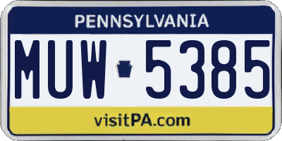 PA license plate MUW5385