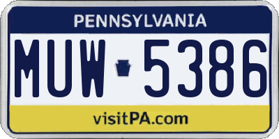 PA license plate MUW5386