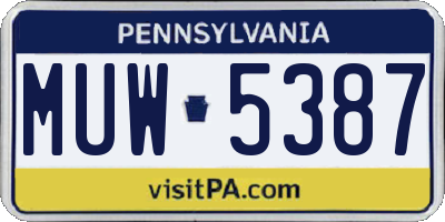 PA license plate MUW5387