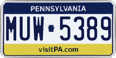 PA license plate MUW5389