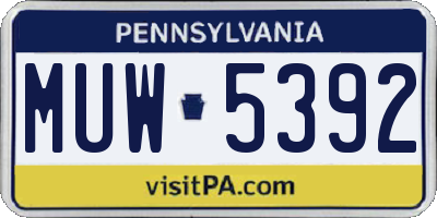 PA license plate MUW5392