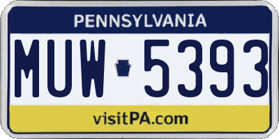 PA license plate MUW5393