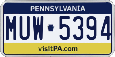 PA license plate MUW5394