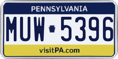 PA license plate MUW5396