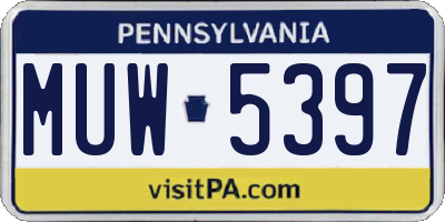PA license plate MUW5397