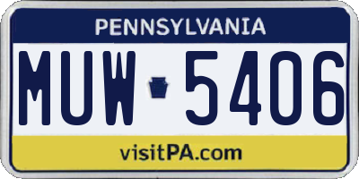 PA license plate MUW5406