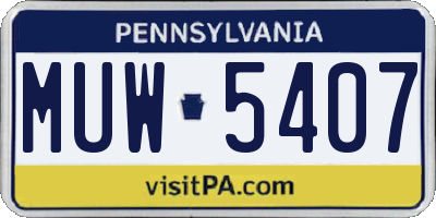 PA license plate MUW5407