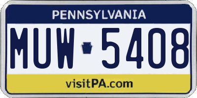 PA license plate MUW5408