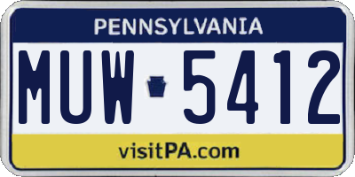 PA license plate MUW5412