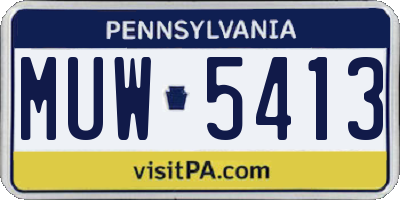 PA license plate MUW5413