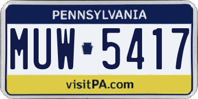 PA license plate MUW5417