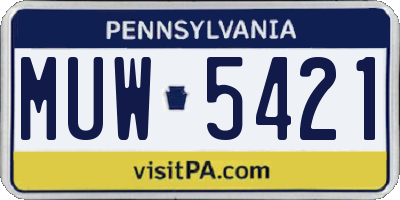 PA license plate MUW5421